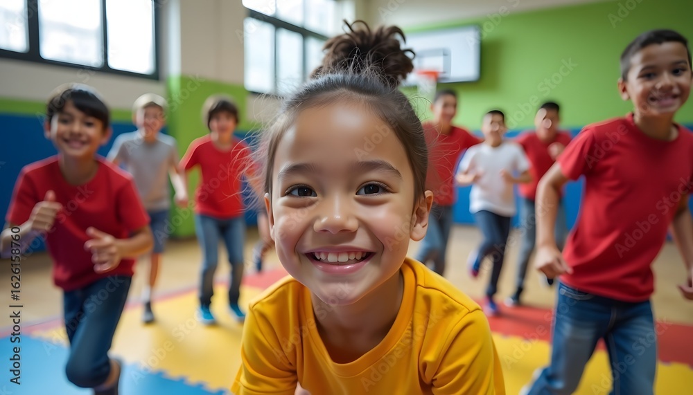custom made wallpaper toronto digitalHappy Children in Gym: A Portrait of Joy and Activity (AI Generated)