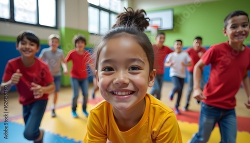 Wallpaper Mural Happy Children in Gym: A Portrait of Joy and Activity (AI Generated) Torontodigital.ca
