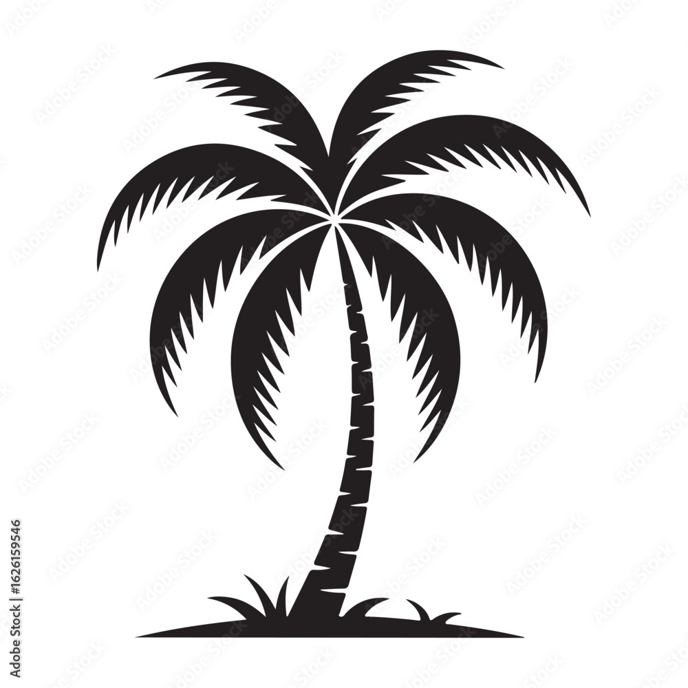 Black silhouette of a coconut palm tree Black silhouette of a coconut palm tree