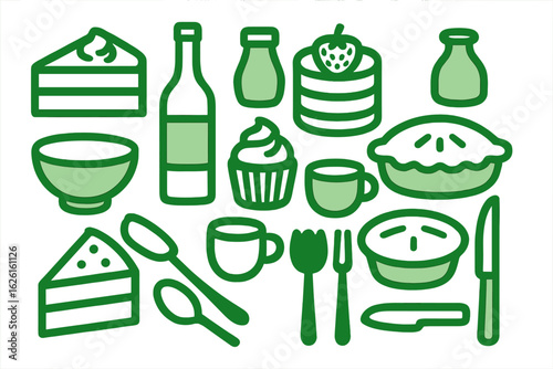 A traditional family dinner on Thanksgiving or Christmas, depicted in Dolce Vita's sketching line style, featuring warm-hearted elements like pie, drinks, turkey, and a Charcuterie Board