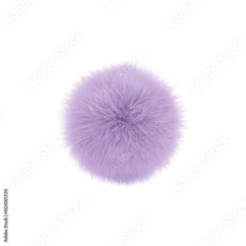 Fluffy Lavender Pom Pom Ball. Soft Texture And Pastel Aesthetic Isolated On Transparent Background