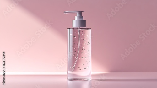 Clear Pump Bottle on a Pink Background
