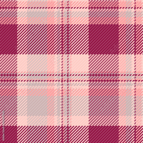 Seamless tartan pattern. Classic plaid print in pink burgundy hues. Versatile for backgrounds, textiles, fashion, holiday designs. Warm stylish.