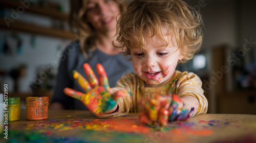An intense expression captured with precision joyful toddler discovering finger painting fun: four vibrant outfits for creative moments

explanation: the original title was a bit technical and.
