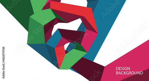 Abstract geometric design featuring interconnected polygons in vibrant colors on white background