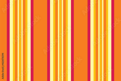 Cined fabric lines background, furniture seamless pattern stripe. Rrand textile texture vertical vector in orange and bright colors.
