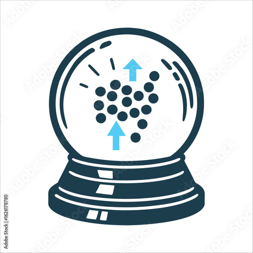Predictive Analytics Crystal Ball Ascending Data Predictive Analytics Crystal ball with ascending dots inside