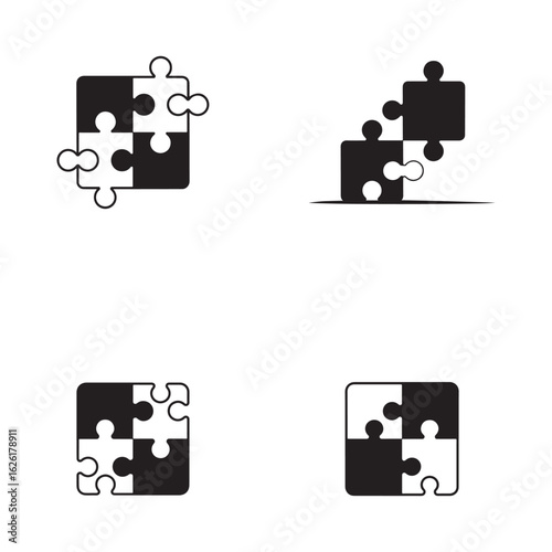 Four Puzzle Pieces Showing Connection and Solution