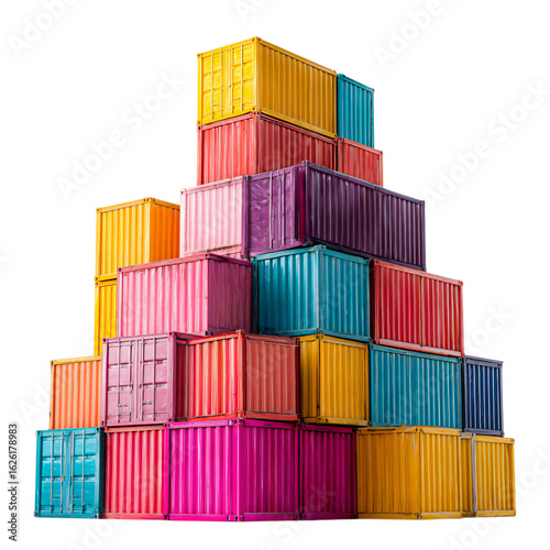 Colorful shipping containers stacked high for global trade