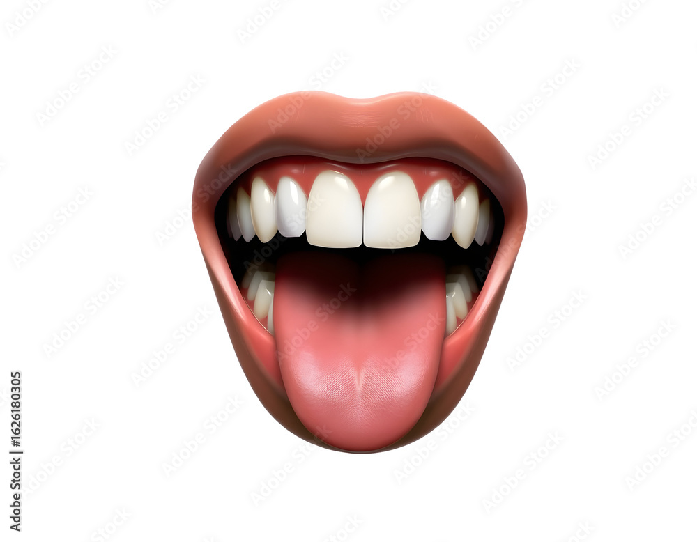 Naklejka premium Open Mouth with Tongue and White Teeth