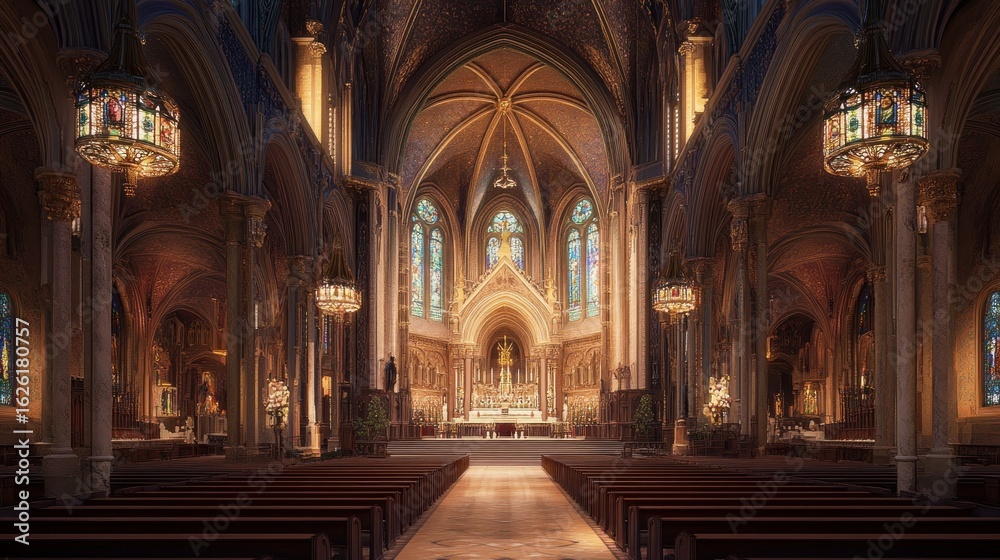 Fototapeta premium Grand cathedral interior (1)