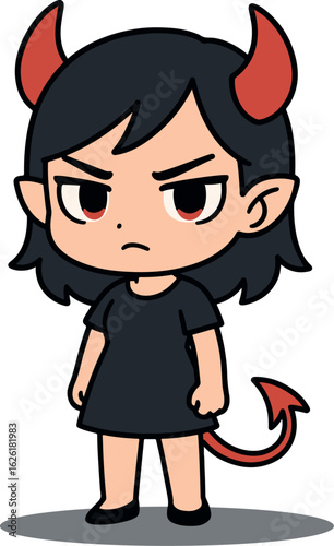 Half demon chibi characters design