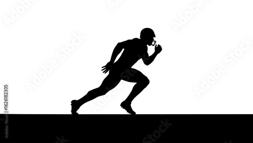 Dynamic Silhouette of Athlete Sprinting Action on White Background