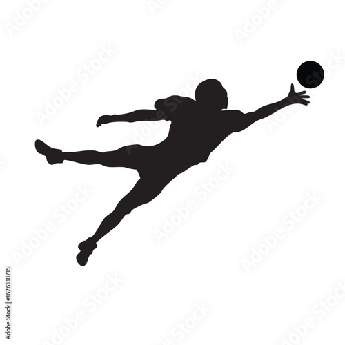 black football player catching ball clip art preview