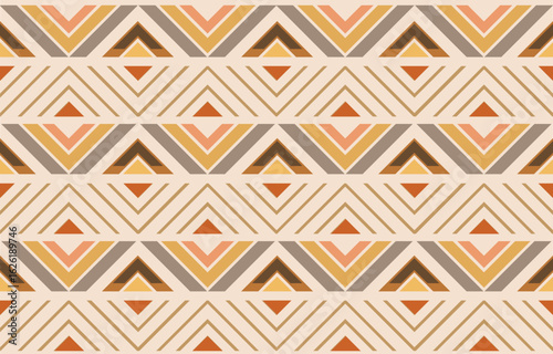 Ethnic tribal  colorful background. Seamless tribal pattern, folk embroidery, tradition geometric ornament. Traditional design for fabric, textile, print, rug, paper, carpet