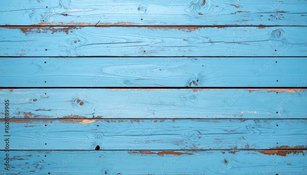 Naklejka premium Aged Light Blue Painted Wooden Planks Background