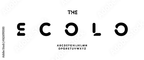 Futuristic rounded alphabet, smooth tech font, soft and cutout typeface for innovation medical science tech headline, startup logo, digital typographic design, cyber minimal typography.Vector typeset.