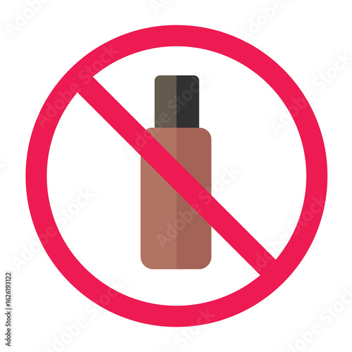No cosmetic sign, skincare product prohibited sign, forbidden beauty products symbol