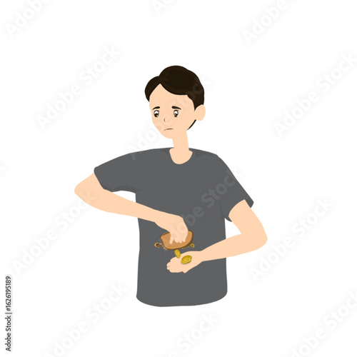 a broke man checking his wallet