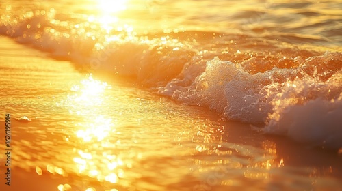 Golden sunrise ocean waves