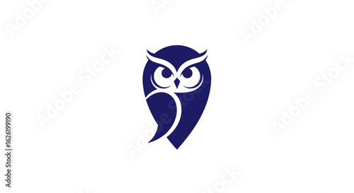 Minimalist Owl and Map Pin Logo, Smart Navigation Vector