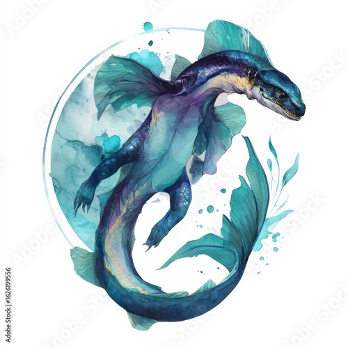 Colorful Sea Creature With Elegant Fins Swimming Through Water Generative AI