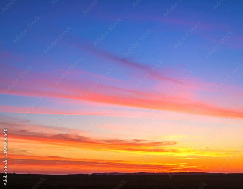 Obraz premium Vibrant Sunset Colors Over A Field