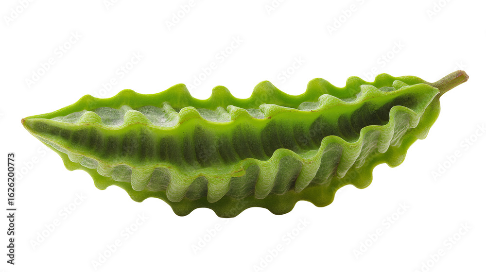 Naklejka premium A close-up view of a unique and intricate green seed pod, showcasing its fascinating texture and form