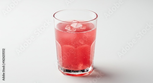 Wallpaper Mural Refreshing Pink Drink with Ice Cubes in Tall Glass, Isolated on White Torontodigital.ca