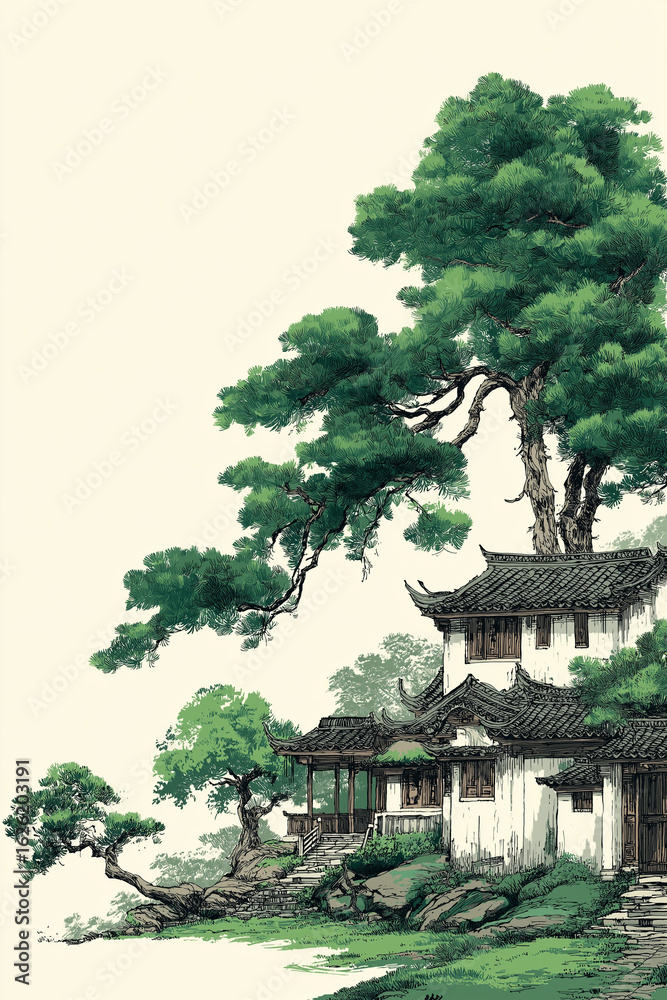 Fototapeta premium chinese temple in the garden