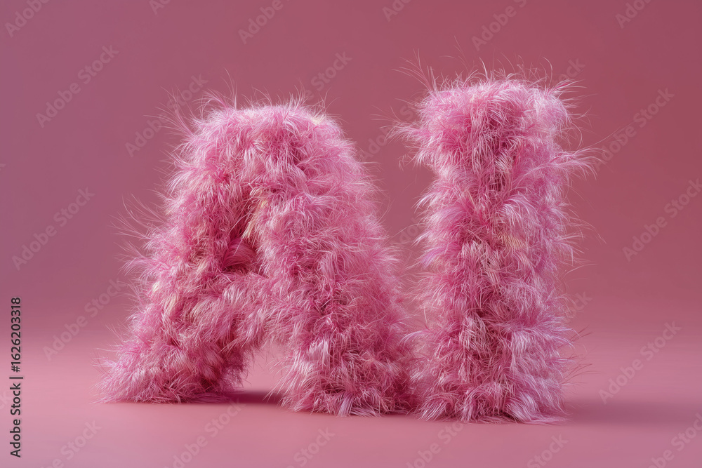 Fototapeta premium Fluffy pink lettering “AI.” Artificial Intelligence.