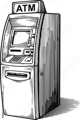 ATM Machine for Cash Withdrawal - Banking & Self-Service Finance Illustration