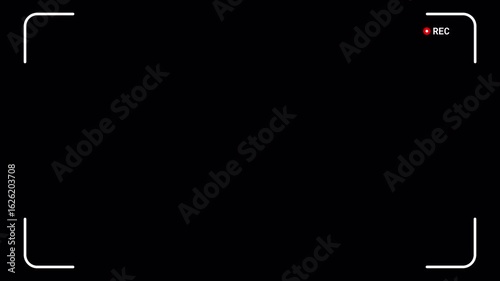 4K resolution square frame footage with Alpha Channel, offering simple-to-use video recording camera screen animation in horizontal view on a black background.