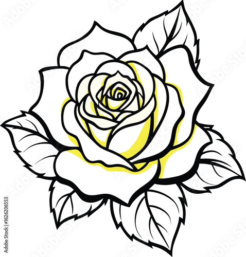 Wallpaper Mural Simple rose vector illustration on white background with floral design elements Torontodigital.ca