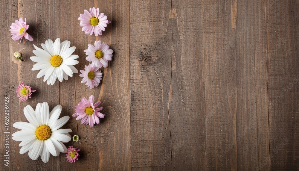 Obraz premium flowers on wooden background