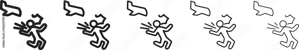 war Refugee icon thin flat outline style war Refugee icon thin flat outline style