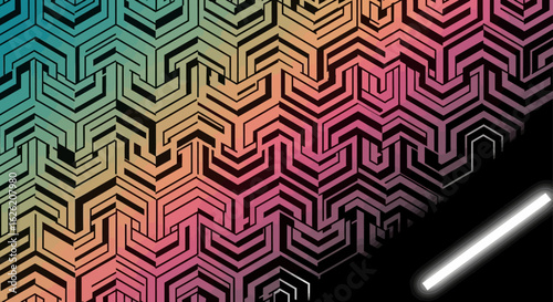Geometric Pattern with Gradient Background and Neon Light Accent.
