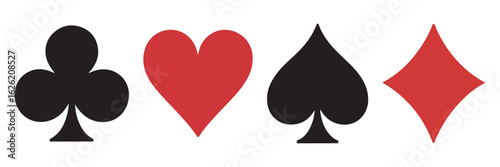 suit deck of playing cards. hearts diamonds clubs spades symbol. transparent png and vector illustration.