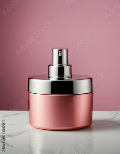 Cosmetic bottle with modern and elegant design, displayed on a soft background. Suitable for product mockups, branding, and packaging design.