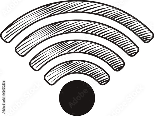 Hand drawn wi fi signal icon with hatching detail