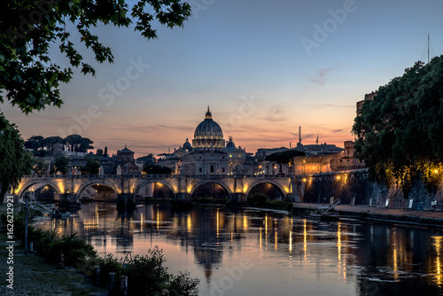 night view of st peter basilica rome