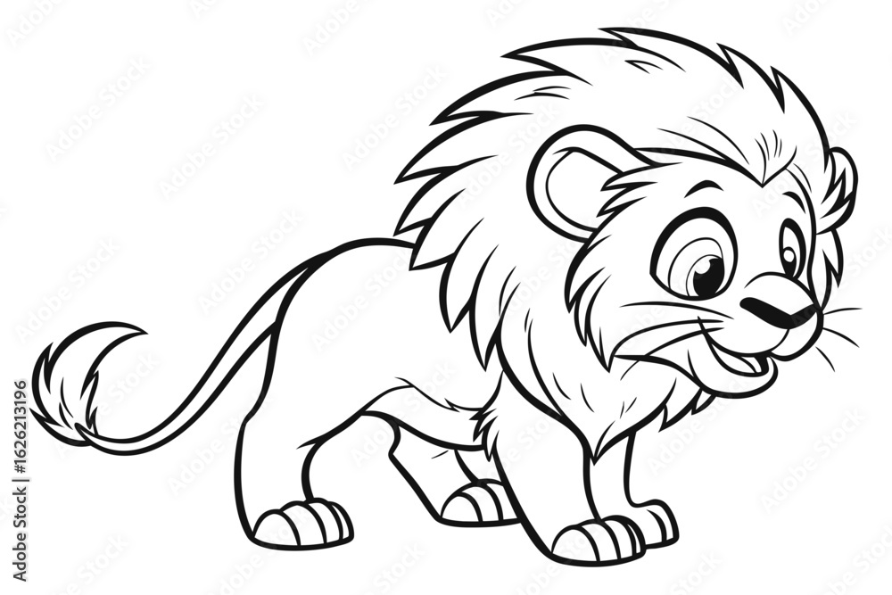 custom made wallpaper toronto digitalColoring Pages, cute lion cub with fluffy mane, cartoon style, black and white for kids