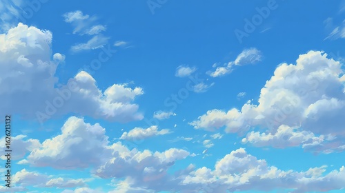 Beautiful Blue Sky With Fluffy Clouds