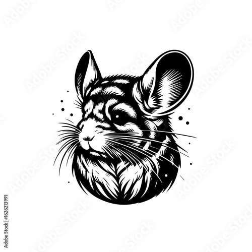 Minimalist Chinchilla Head Vector Illustration.