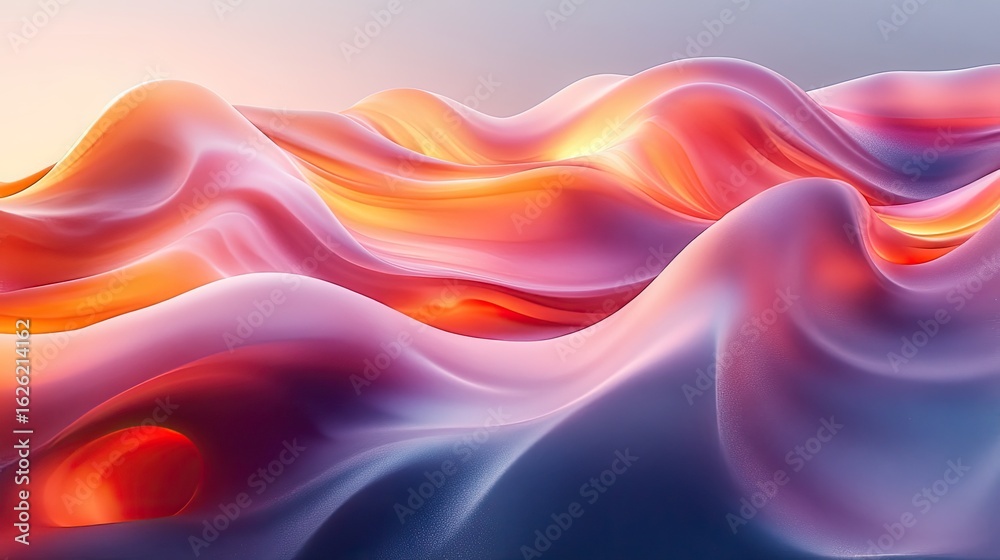 Obraz premium Abstract Flowing Wave Forms with Vibrant Color Gradient