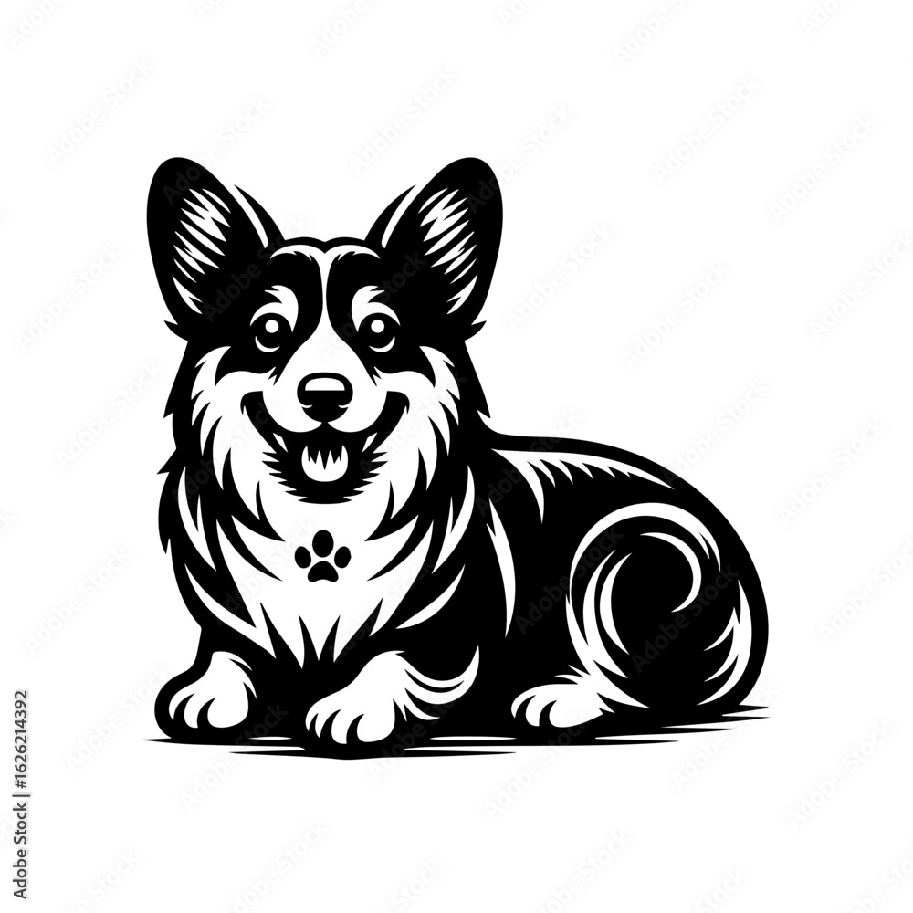 Fototapeta premium Happy Corgi Dog Vector Illustration.