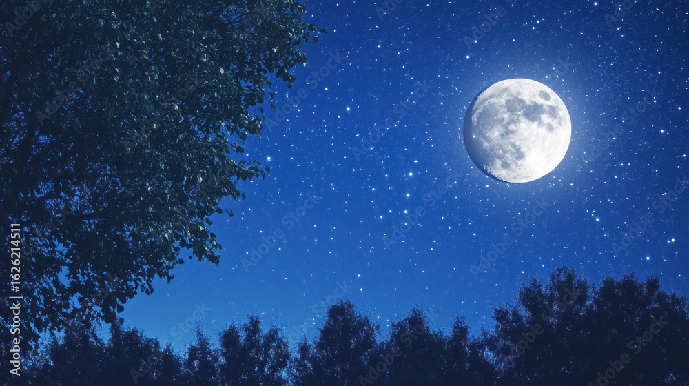 Fototapeta premium Full moon over a night forest