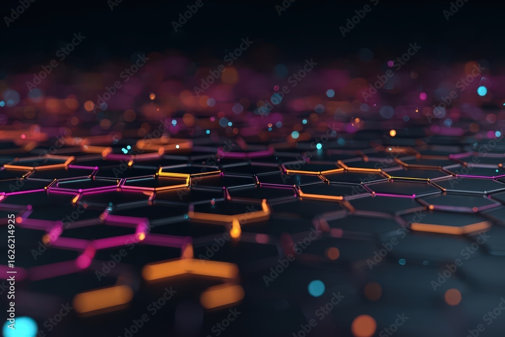 Obraz premium Abstract Geometric Hexagon Pattern With Glowing Colors