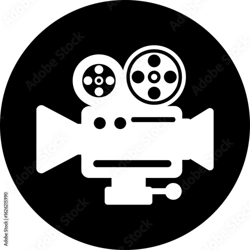 Vintage Movie Camera Icon with Reels and Viewfinder | Classic Cinema