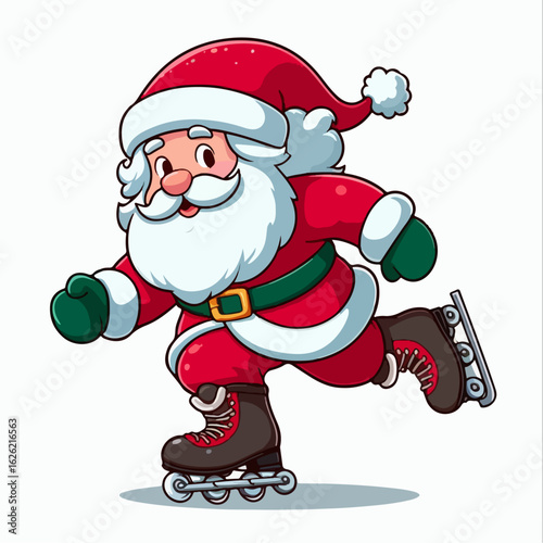 vector illustration of santa claus carrying roller skates